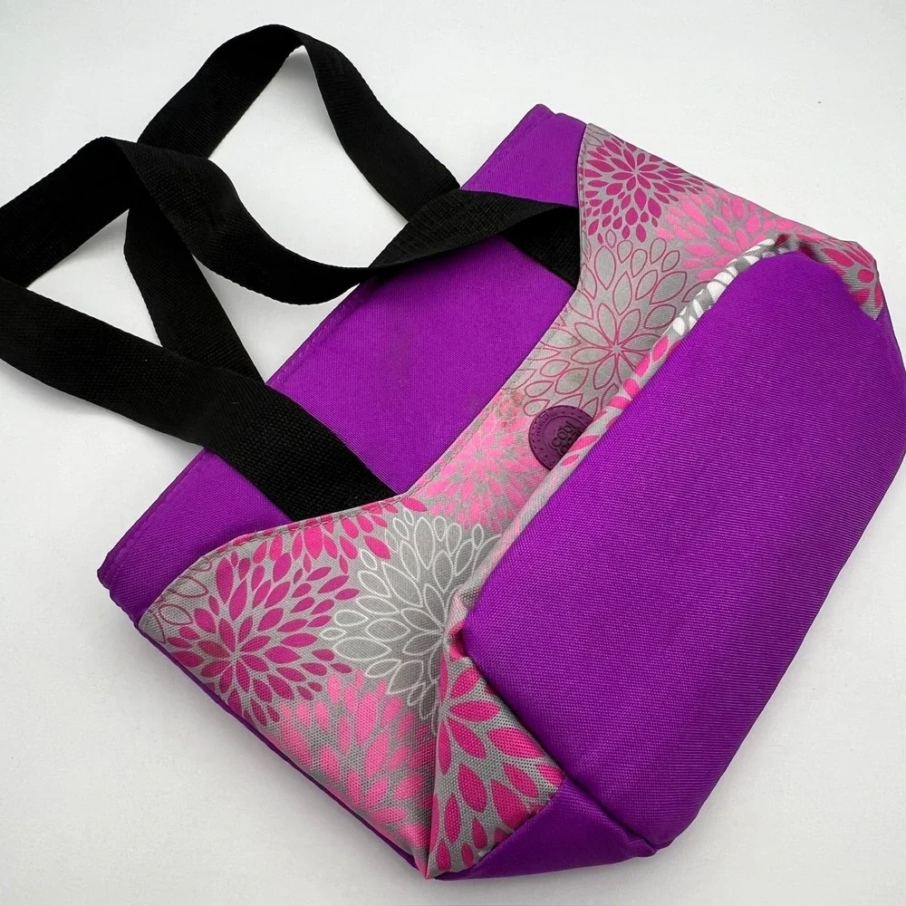 Cool Gear Purple Floral Insulated Lunch Tote Bag Pink Grey Floral Cooler Bag